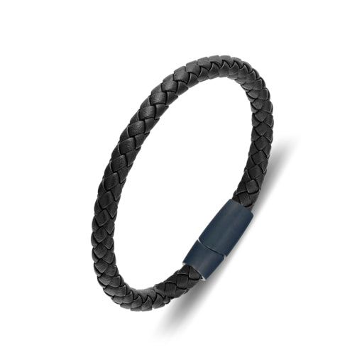 Mens Black Leather Bangle