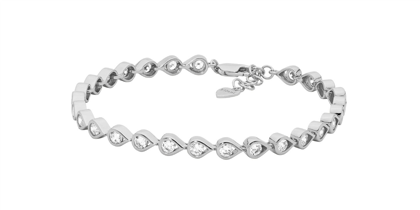 Sterling Silver Open Cubic Zirconia Bracelet