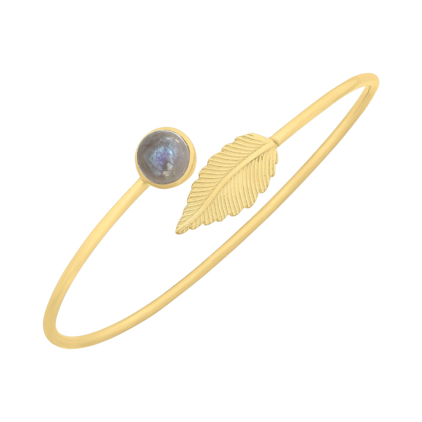 Sterling Silver Labradite Bangle | Gold Plated