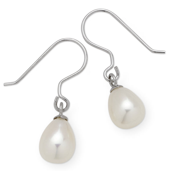 Sterling silver white fresh water pearl drop earring