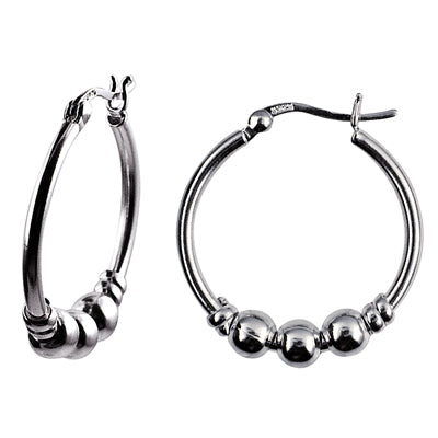 Sterling Silver Ball Hoop Earrings