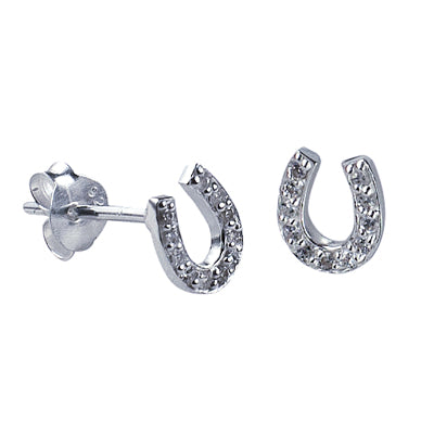 Sterling Silver CZ Horseshoe stud