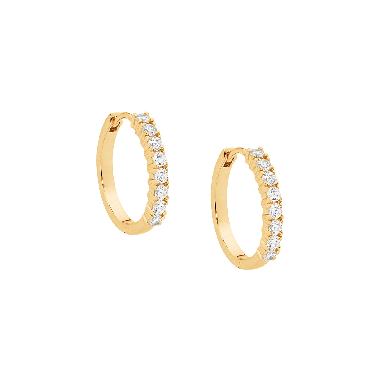 Sterling Silver Cubic Zirconia 15mm Hoop Earrings | Gold Plating