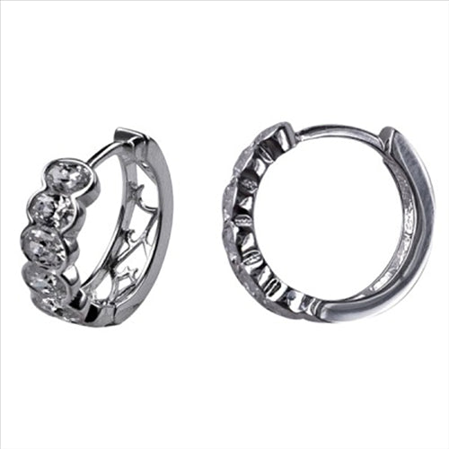 Sterling Silver Fancy CZ Huggies