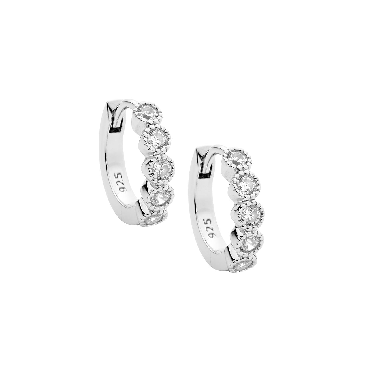 Sterling Silver Huggies with Cubic Zirconia's