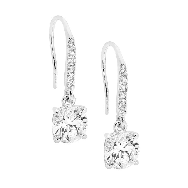 Sterling Silver Cubic Zirconia Hook Earrings