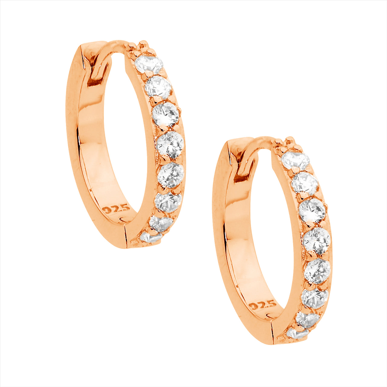 Sterling Silver Cubic Zirconia Hoop Earrings | Gold Plated