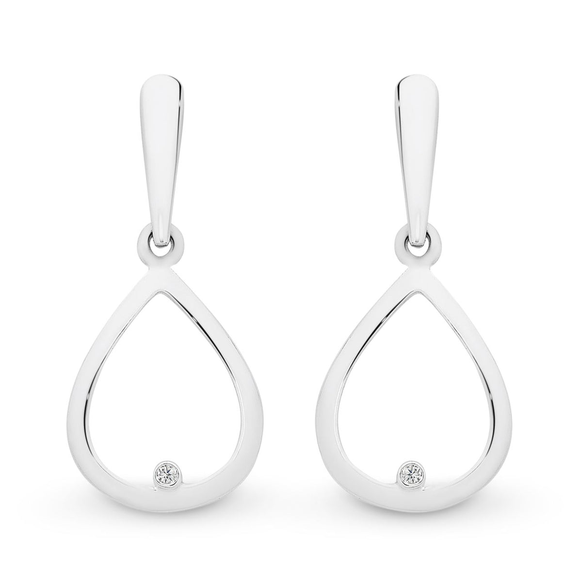 Sterling Silver Drop diamond earrings