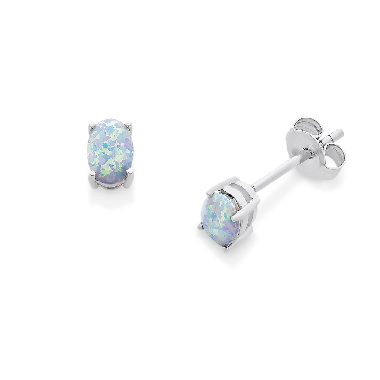Stg Silver Created opal Earrings