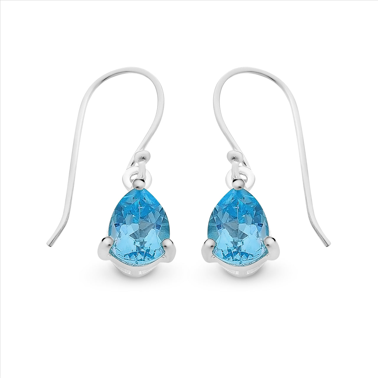 Sterling Silver Blue Topaz drop earrings