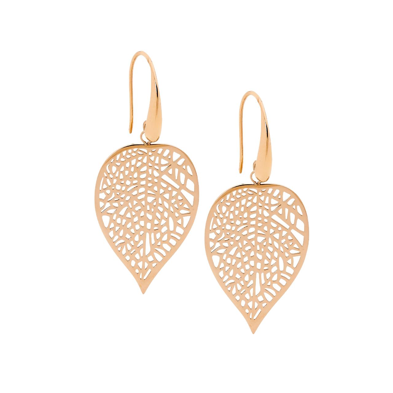 Stainless Steel Leaf Drop Earrings
