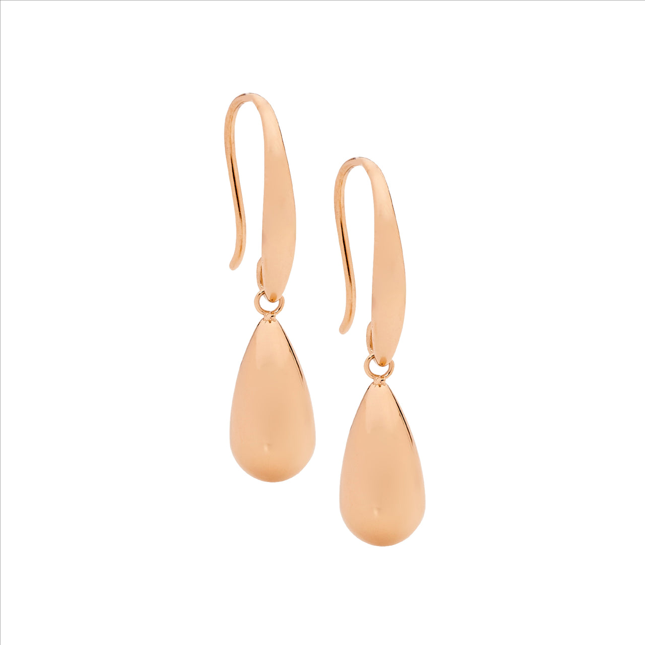 Stainless steel drop tear on shp hook w/rose gold IP plating