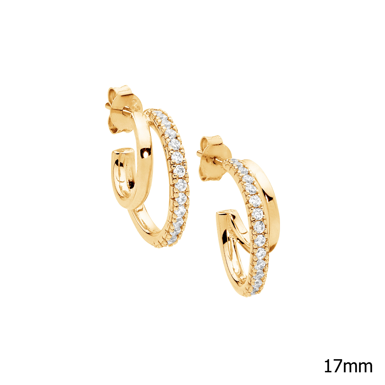 Sterling Silver Double Hoop Stud Earrings