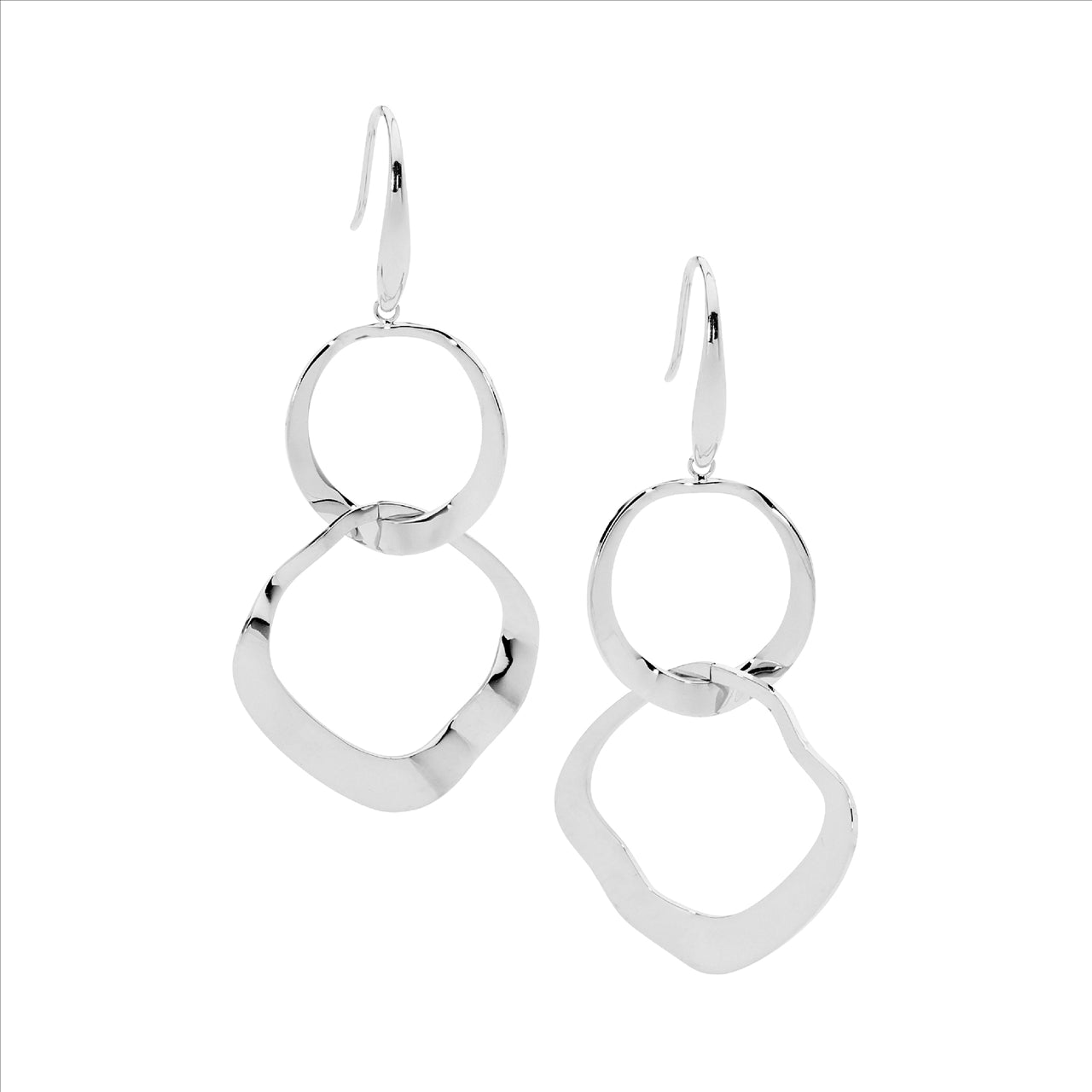 Stainless Steel Double Open Circle Earrings