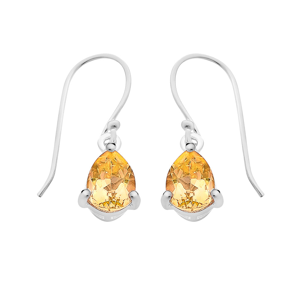 Sterling Silver Citrine Drop Earrings