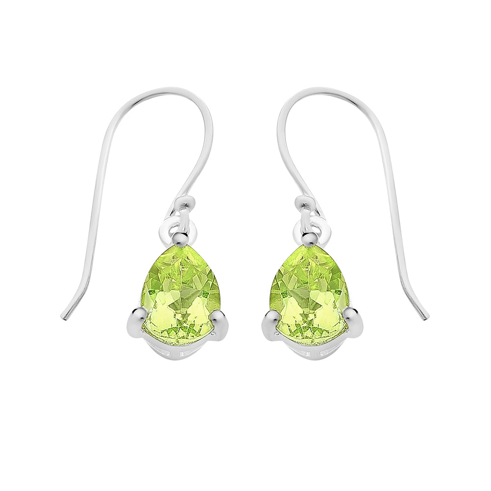 Sterling Silver Peridot Drop Earrings