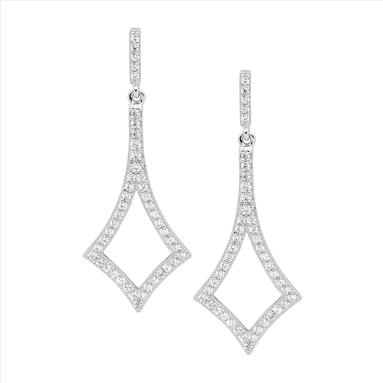 Sterling Silver Diamond Shaped Drop Earrings