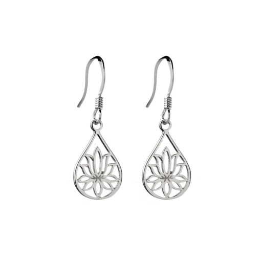 Sterling Silver Lotus Drop Earring