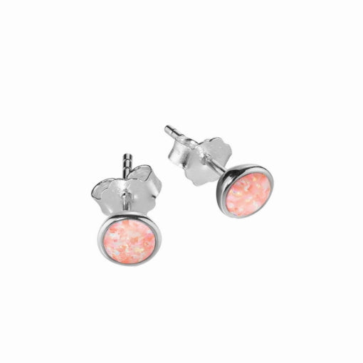 Stg Silver Pink Opalite Studs