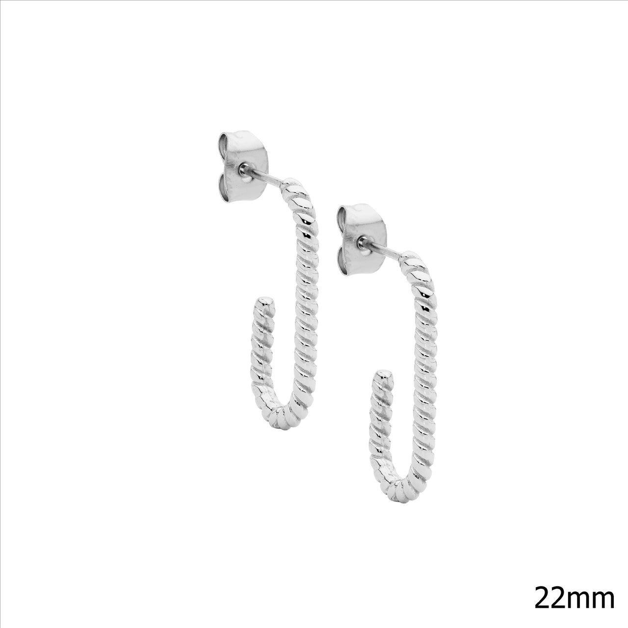 Stainless Steel 22mm Twist Hoop Stud Earrings