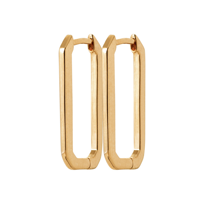 18ct Yellow Gold Plated Alloy Rectangle Huggies