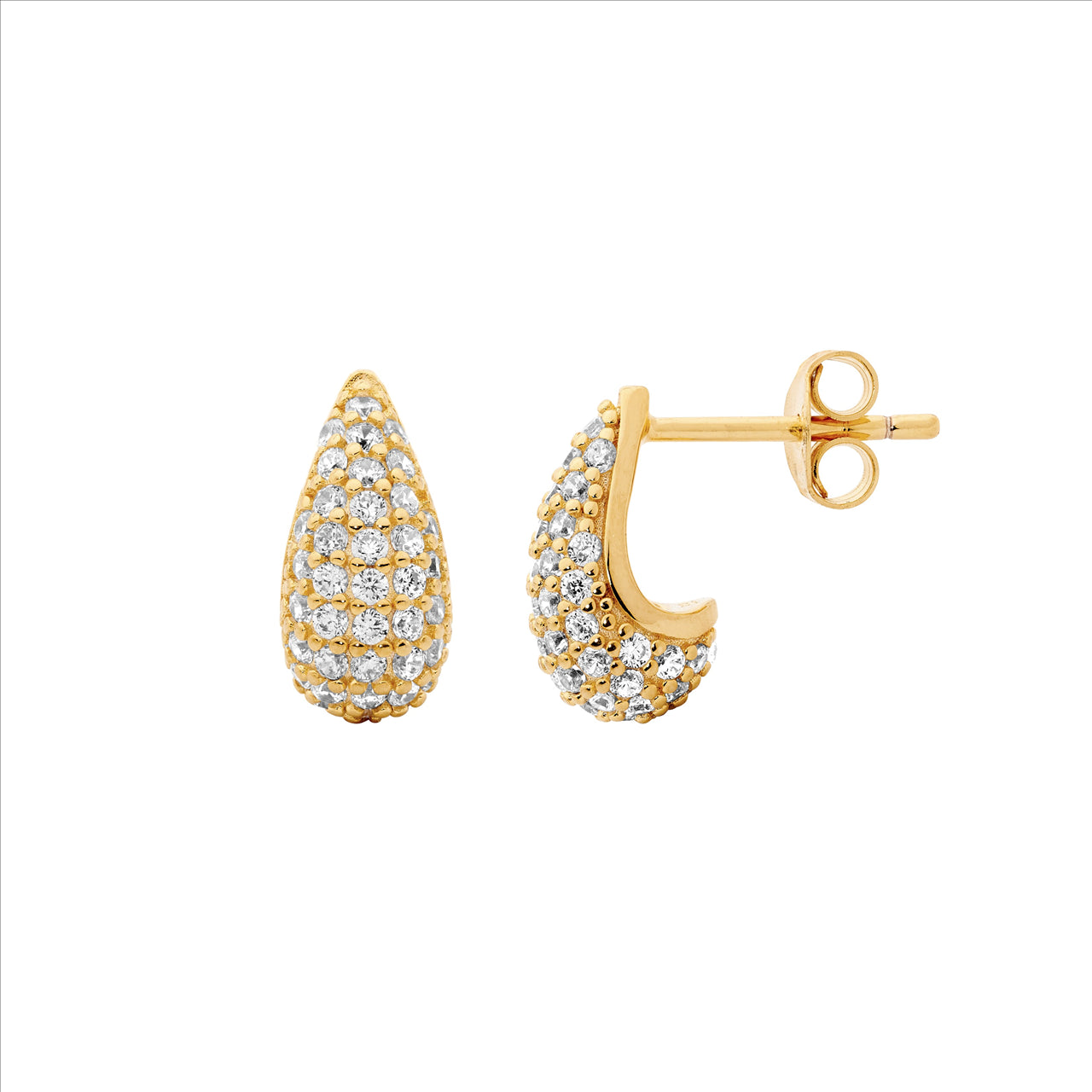 Sterling Silver Gold Plated Cubic Zirconia Tear Drop Earrings
