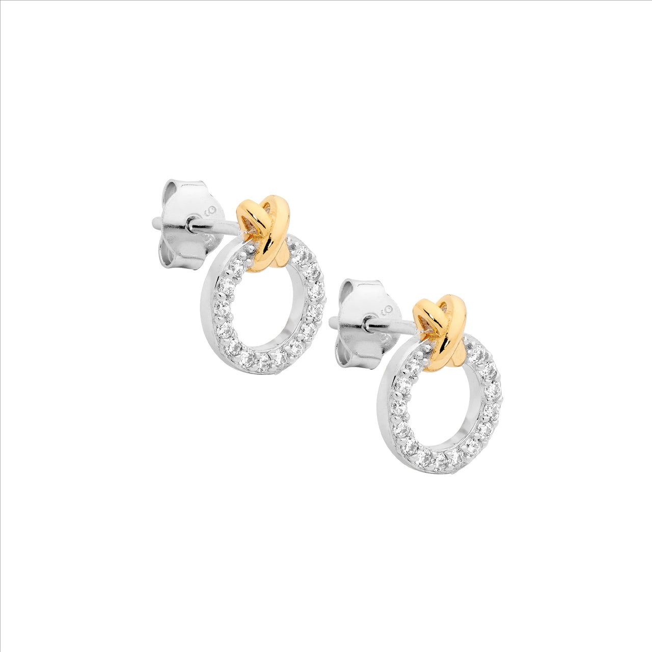 Sterling Silver CZ Circle Earrings
