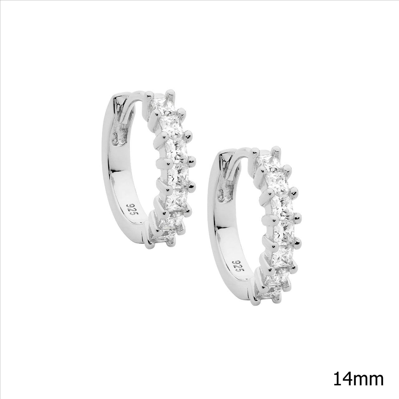 Sterling Silver CZ Huggie Earrings