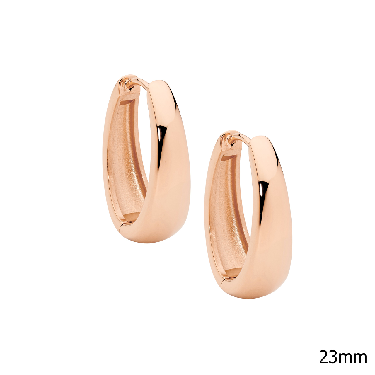 Stainless Steel Huggie Earrings, Rose Gold IP Plated