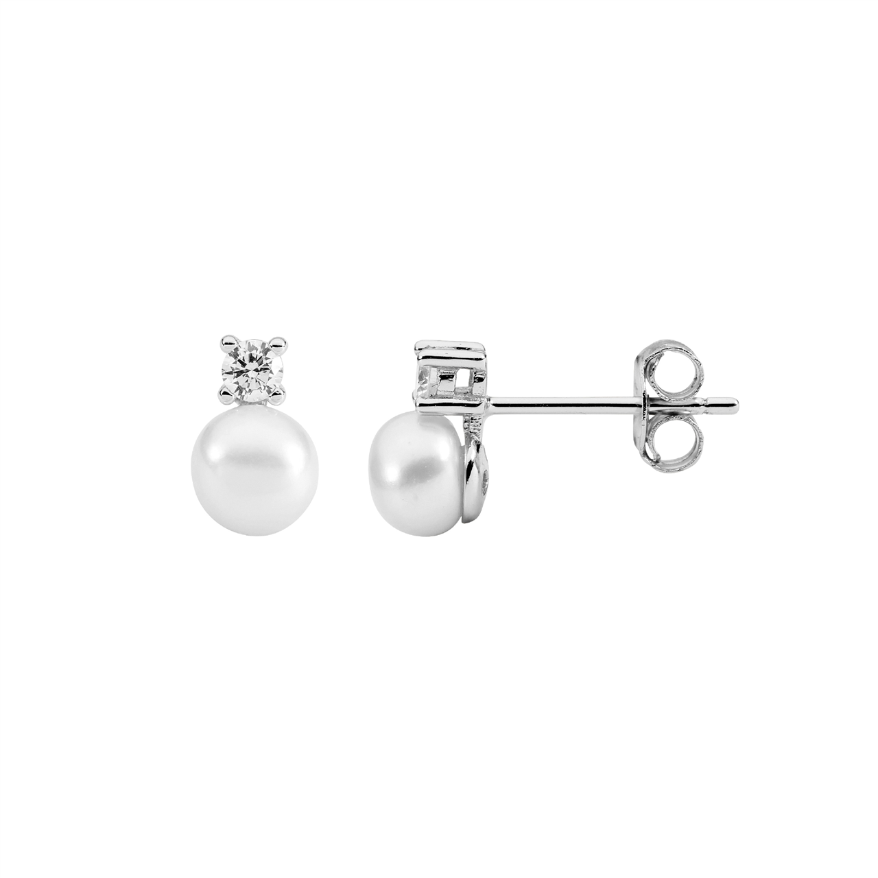 Sterling Silver Cubic Zirconia Pearl Earrings