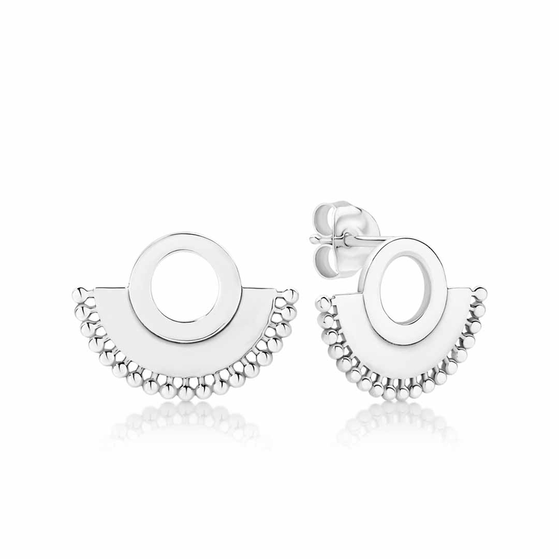 Sterling Silver Crescent Stud Earrings