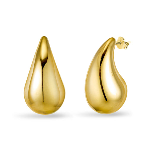 Gold Plated Stainless Steel Teardrop Stud Earrings