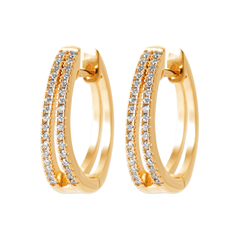 18ct Yellow Gold Plated Cubic Zirconia Huggie Earrings