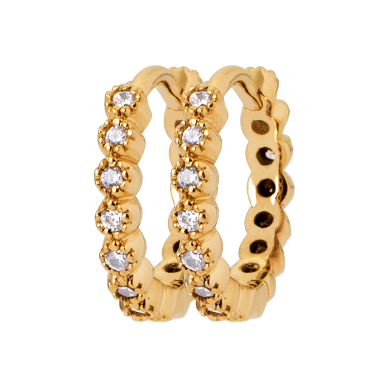 18ct Yellow Gold Plated Cubic Zirconia Huggies