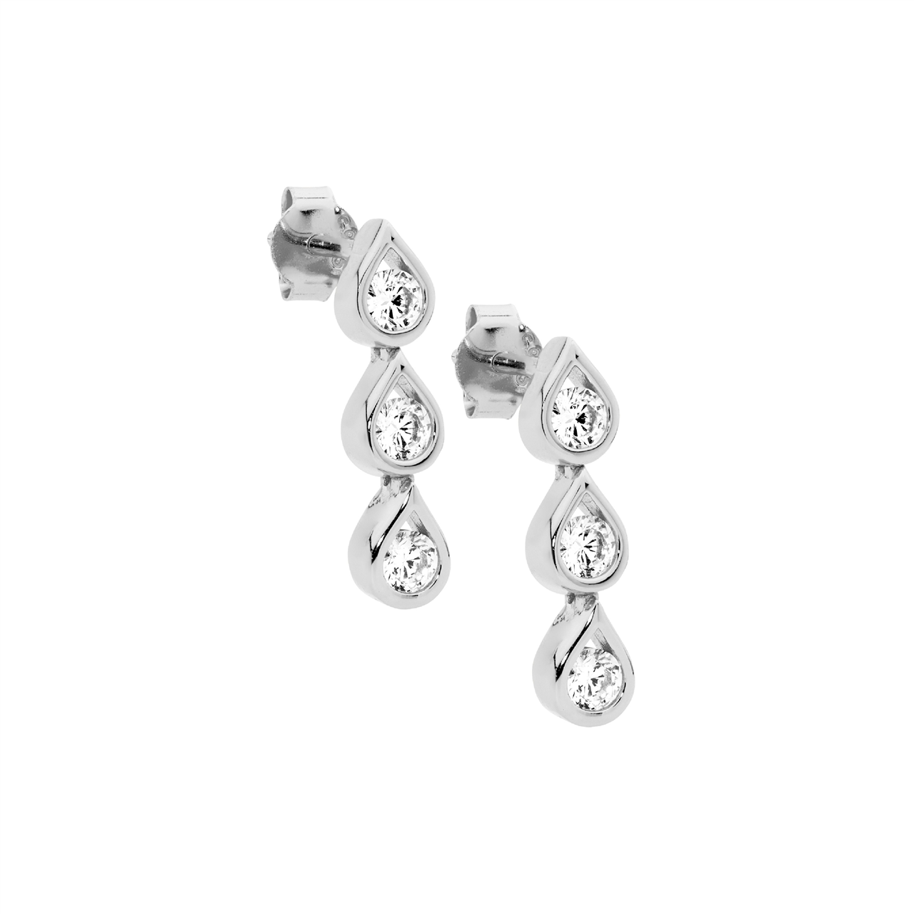 Sterling Silver Cubic Zirconia Drop Earrings