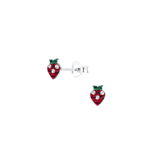 Sterling Silver Crystal Set Strawberry Stud Earrings