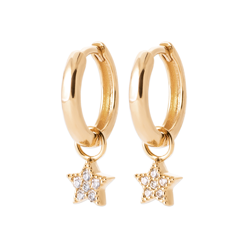 18ct Yellow Gold Plated Cubic Zirconia Star Huggies