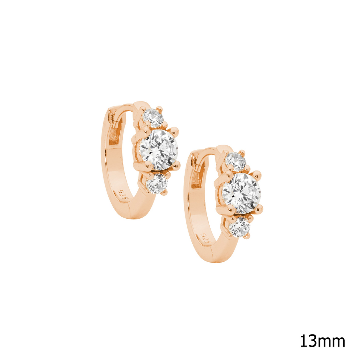 Sterling Silver Hoop Earrings | Rose Gold Plating