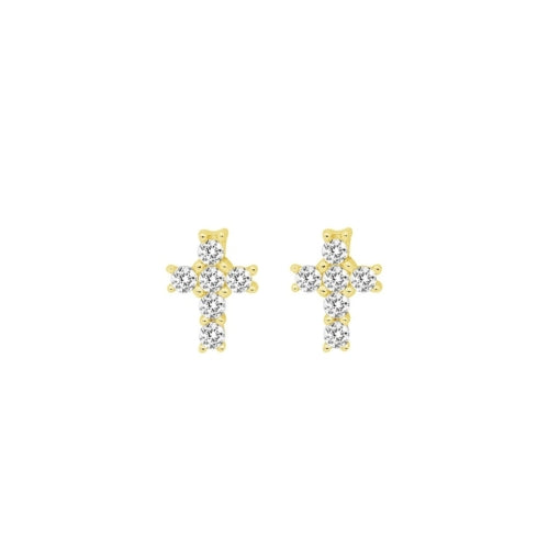 Sterling Silver Gold Plated Cross Stud Earring