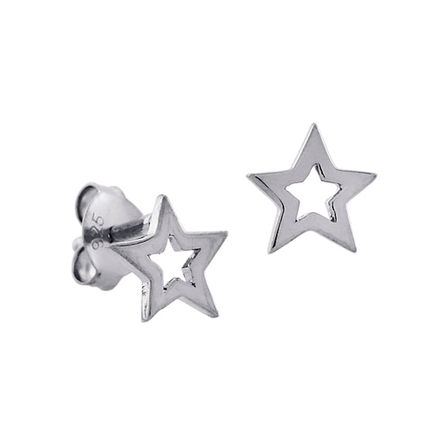 Sterling Silver Cut Out Star Studs
