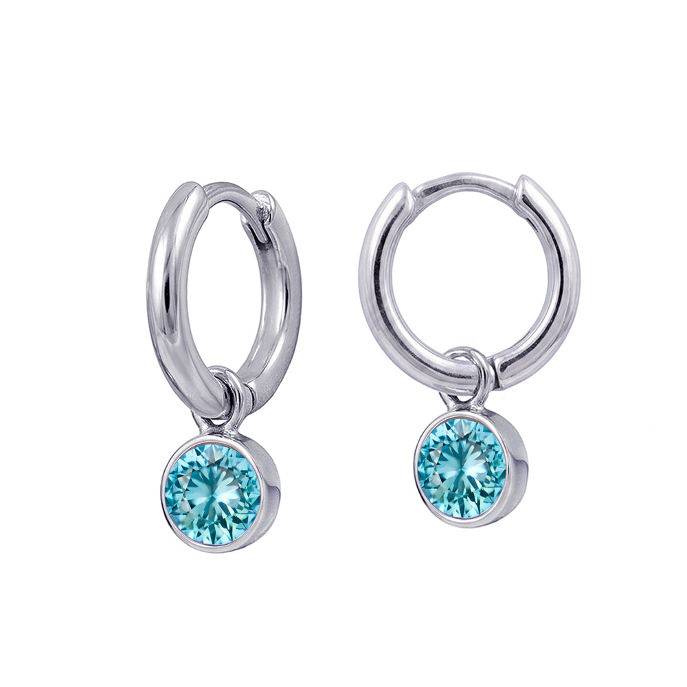 Sterling Silver Birthstone Huggie | March