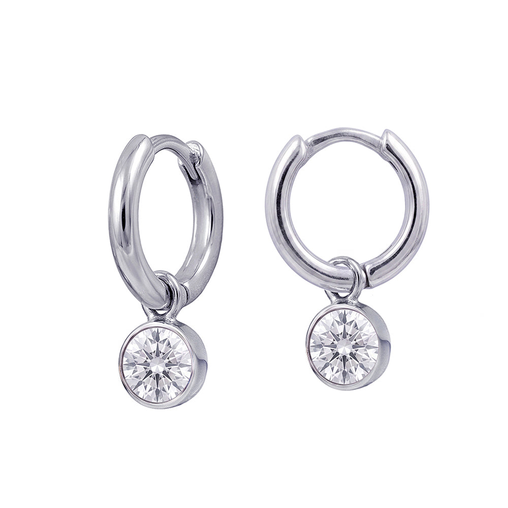 Sterling Silver Birthstone Huggie | April