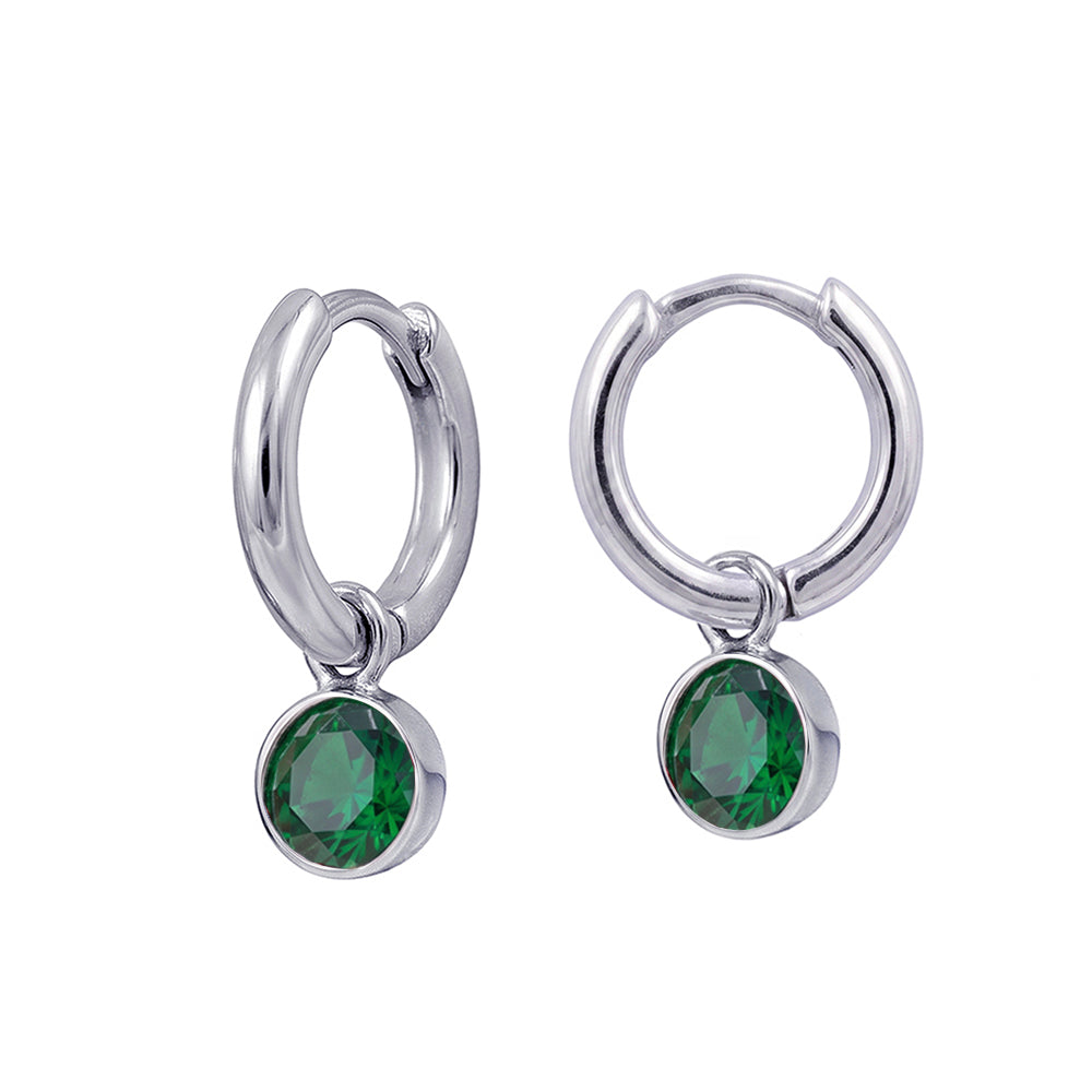 Sterling Silver Birthstone Huggie | May
