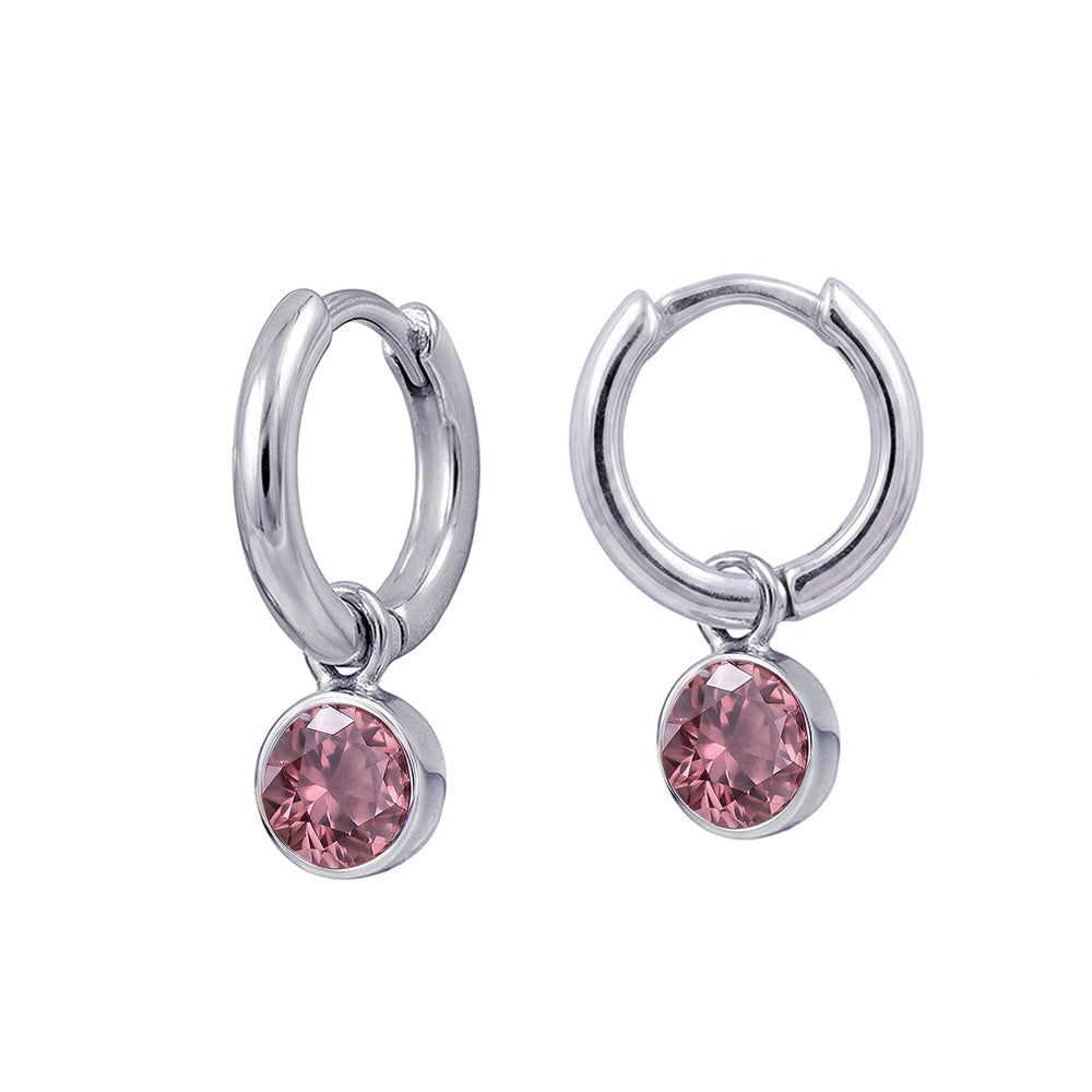 Sterling Silver Birthstone Huggie | June