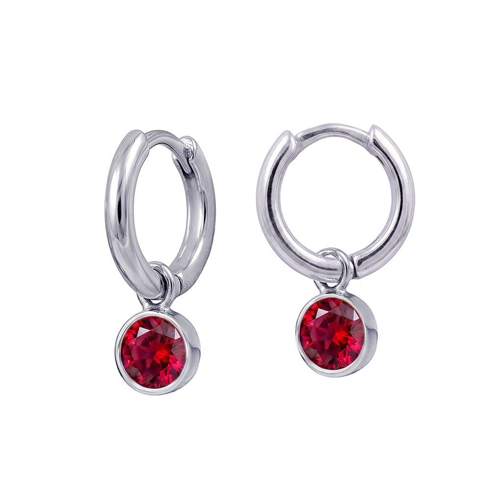 Sterling Silver Birthstone Huggie | July