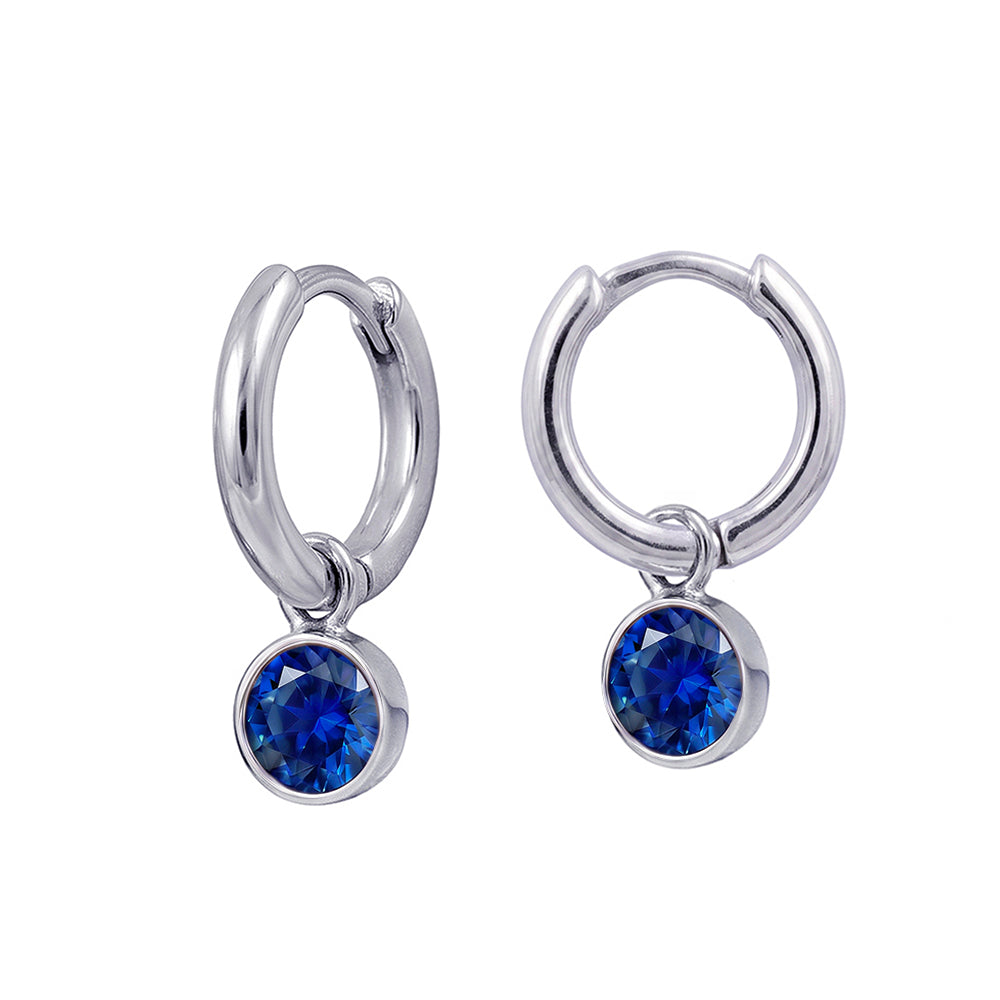 Sterling Silver Birthstone Huggie | September