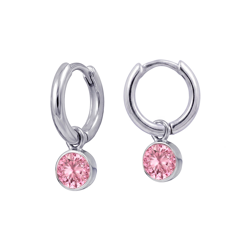 Sterling Silver Birthstone Huggie | October