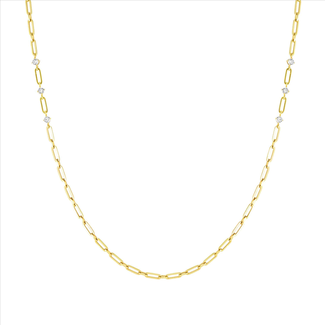 Chain Style Long Necklace with Cubic Zirconia