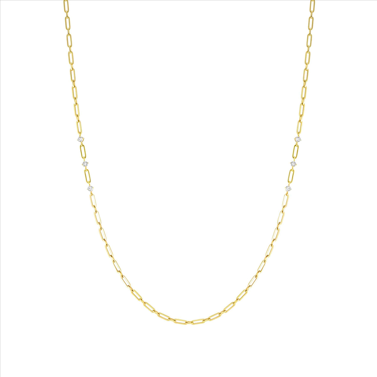 Chain Style Long Necklace with Cubic Zirconia