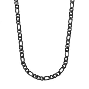 Black Stainless Steel Figaro Link Chain